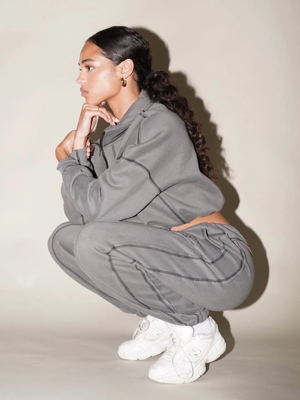 NEW Layere Jubilee Off Charcoal Inverted Stitching Sweatpants Gray Joggers Pants - Picture 11 of 16